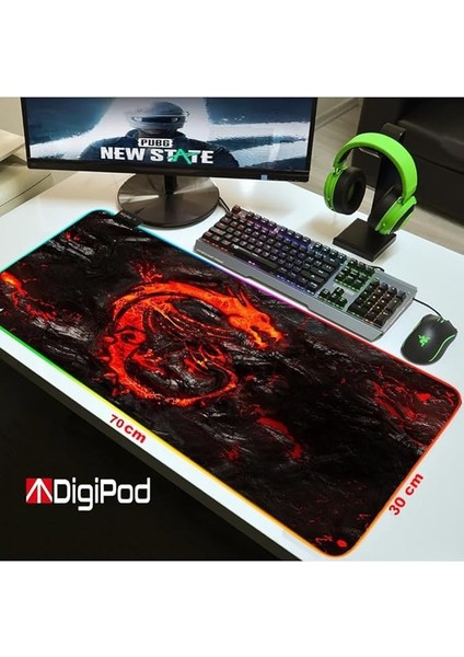 Rgb Oyuncu Mousepad Rgb 70 x 30 Gaming Oyuncu Mouse Pad Kaymaz Taban 4mm Dragon fırsatları