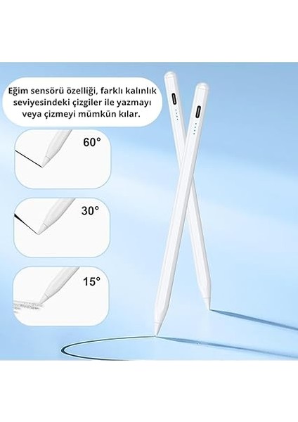 IPAD(2018-2025) Için Stylus Tablet Kalem 2018 Sonrası Tüm iPad Modellerinine Uyumlu Eğim Sensörlü Avuç Içi Reddi Aktif (Beyaz, Ipad Uyumlu Stylus) fiyatları
