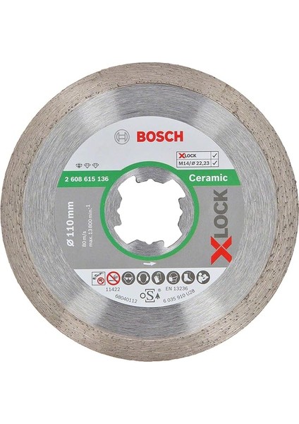 Professional 1x Elmas Kesme Diski Standart (Seramik Için, X-Lock, Ø110 Mm, Delik Çapı: 22,23 Mm)