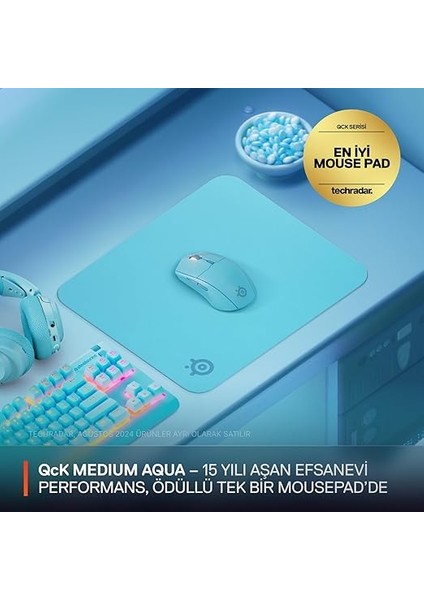 Qck Fare Altlığı (Orta) – Aqua – Alt Tarafta Kaymaz Kauçuk Kaplama – En Iyi Izleme – Oyun Sensörleri Için Optimize Edilmiştir – 320 mm x 270 mm – Fps, Mobas, Rts, Mmo fiyatları