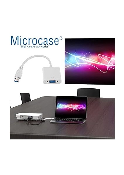USB 3.0 To VGA Adaptör - 20 cm Beyaz (Usb 3.0 ve USB 2.0 Destekler) - AL2619 fiyatları