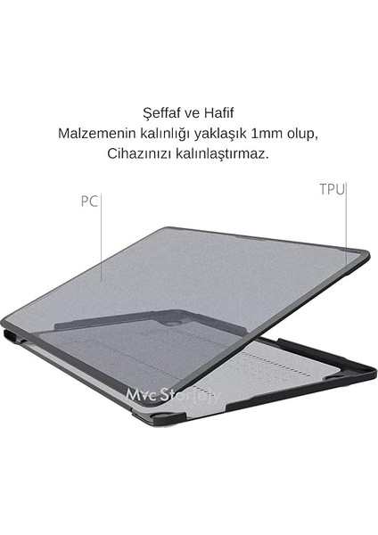 MacBook Air 13.6 Inç Kılıf - Uyumlu M2/m3/m4 A2681, A3113, A3240 - Darbeye Dayanıklı Outdoor Tpu Koruyucu Kapak - Şeffaf & Ince Tasarım Siyah modelleri