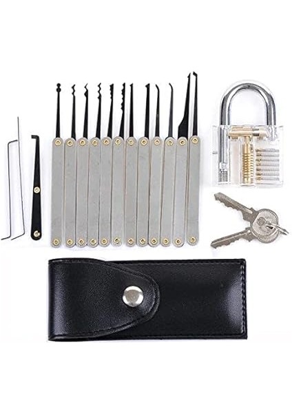 15 Parça Bozuk Kilit Açma Seti + Şeffaf Asma Kilit modelleri