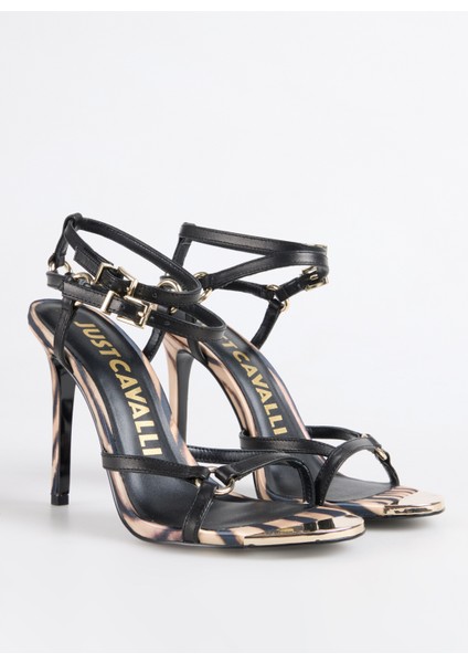 Siyah Deri Kadın Topuklu Sandalet fiyatları