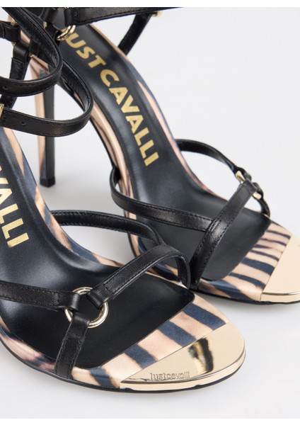 Siyah Deri Kadın Topuklu Sandalet indirimleri