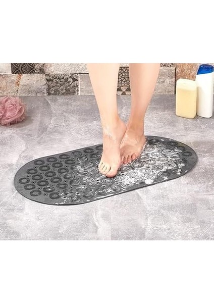 Masajlı Kaydırmaz Banyo Paspası (Siyah, Gri, Oval) fiyatları