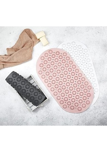 Masajlı Kaydırmaz Banyo Paspası (Siyah, Gri, Oval) fırsatları