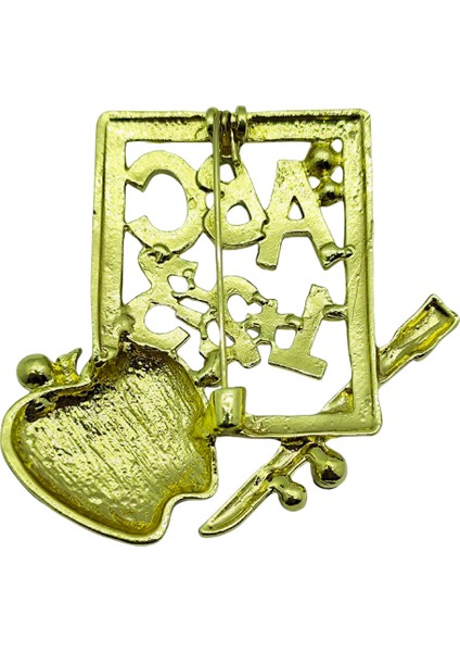 Öğretmen Temalı Abc 123 Kırmızı Elma Taşlı Broş – Renkli Eğitim Sembollü Brooch indirimleri