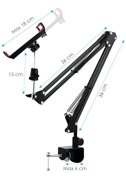 2 In 1 Akrobat Tablet ve Telefon Standı, 360 Derece Dönebilme Özelliği, Telefon ve Tablet Için Tüm Telefonlara Uyumlu indirimleri