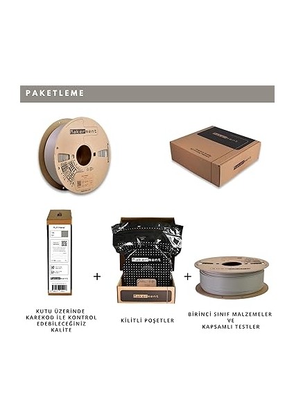 Pla Maker, 1.75MM 1kg 3D Yazıcı Pla Filament (Taş Gri) fırsatları