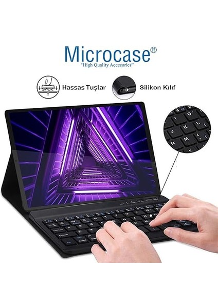 Lenovo Tab M10 TB-X306F 10.1 Inch ile Uyumlu Bluetooth Klavye ve Mouse + Standlı Kılıf - Bkk6 modelleri