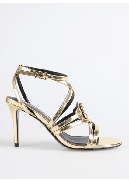 Altın Kadın Topuklu Sandalet