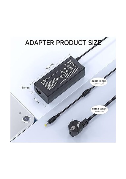 Acer Aspire 5 3 E1 E3 E5 V3 V5 E14 E15 E17 Es1 S3 R3 5250 5750 5920 5742 5253 5733 5517 5532 5349 7560 A315 Dizüstü Bilgisayar Şarj Kablosu 65W 19V 3,42A Ac Dc Adaptörü (5,5 x 1,7 Mm) modelleri