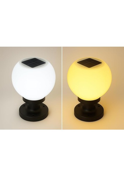 2 Adet Küre Set Üstü Solar LED Bahçe Lambası 20W | Güneş Enerjili + 220V Elektrikli Hibrit, Fotoselli, IP65 Su Geçirmez, E27 Duy, 2 Modlu Işık (Beyaz-Günışığı, 25X30 Cm) modelleri
