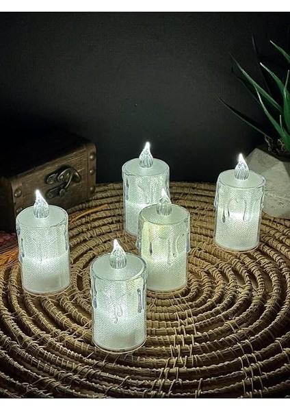 Titreyen Alevli Kristal Erimiş LED Mum 5'li Hareket Alevli Eriyen Yapay Mum Pilli LED fiyatları