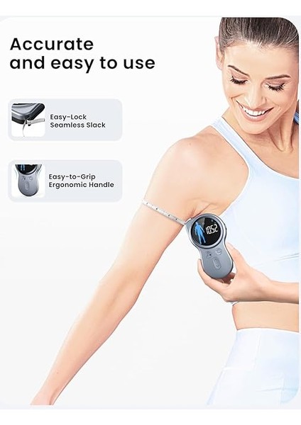 Yükseltilmiş Vücut Ölçü Bandı - Kilo Kaybı, Kas Kazancı ve Fitness Ilerlemesini Izlemek Için Geliştirilmiş Alet, Hassas Hem Inç Hem De Santimetre Cinsinden Dijital Akıllı Geri Çekilebilir Bant fırsatları