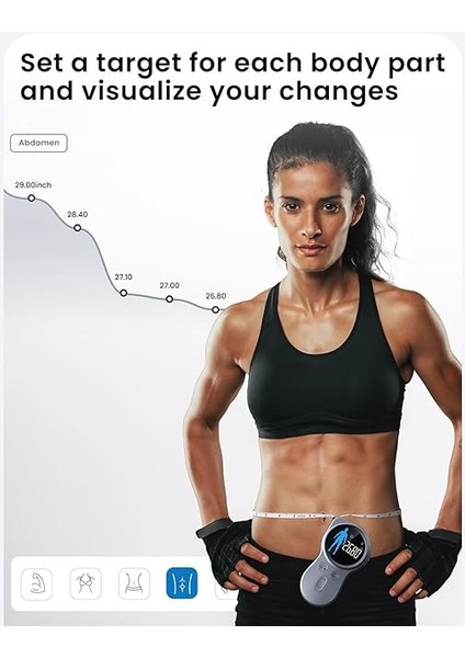 Yükseltilmiş Vücut Ölçü Bandı - Kilo Kaybı, Kas Kazancı ve Fitness Ilerlemesini Izlemek Için Geliştirilmiş Alet, Hassas Hem Inç Hem De Santimetre Cinsinden Dijital Akıllı Geri Çekilebilir Bant indirimleri