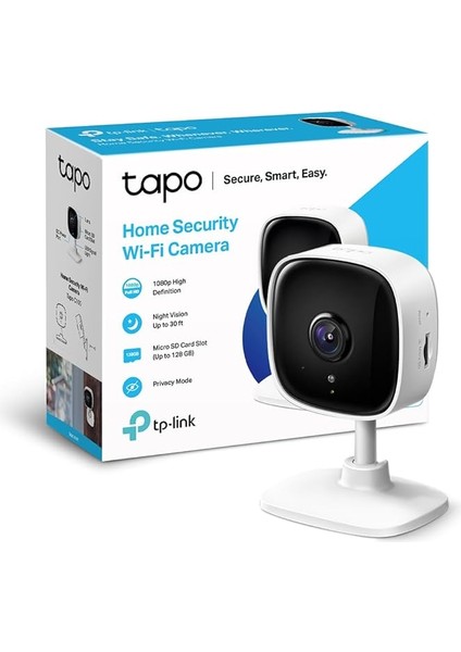 Tapo C100, 1080P Full Hd Iç Mekan Wi-Fi Güvenlik Kamerası, Hareket Tespit ve Takibi, 9m Gece Görüşü, Çift Yönlü Sesli Iletişim, Sesli Alarm, Bulut/yerel Depolama