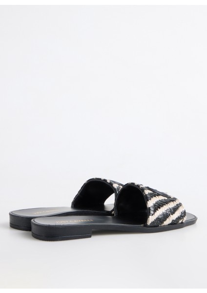 78RA3S91 Siyah - Beyaz Kadın Terlik modelleri