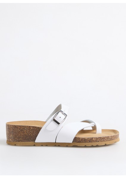 12 A 456 Beyaz Kadın Deri Terlik