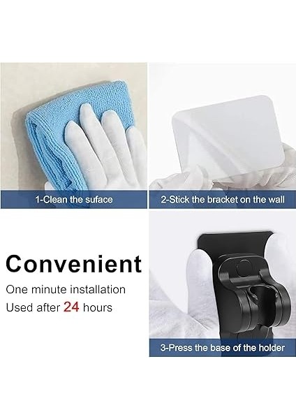 Yapışkanlı Duş Başlığı Tutucu , Ayarlanabilir El Duş Tutacağı Delme Yok Duvara Monte Su Geçirmez , Mafsal , Duş Askısı (Black) fırsatları