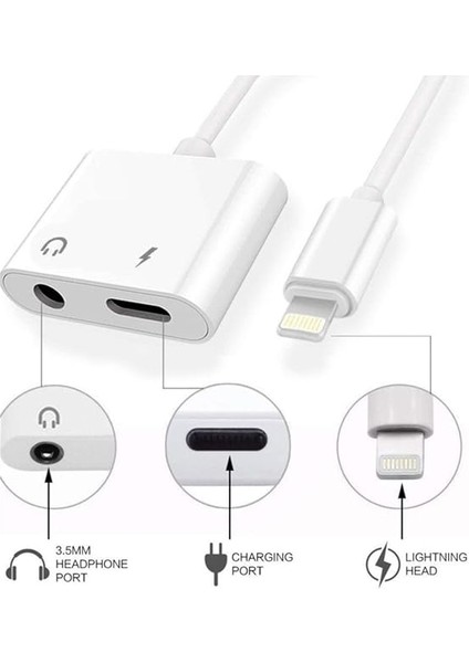 Lightning Uyumlu Kulaklık Şarj Çevirici Dönüştürücü Adaptör Aux Kablosu Iphone 7 8 x Xr 11 Plus fiyatları