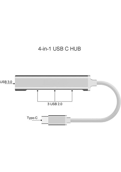 Type - C 4 Girişli USB Çoğaltıcı Type-C To USB Hub 4 Ports fiyatları