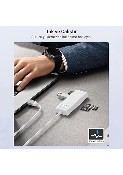 USB 3.0 To 3.0 Tf Sd Kart Okuyucu 3 Portlu USB 3.0 Çoklayıcı Adaptör Beyaz indirimleri