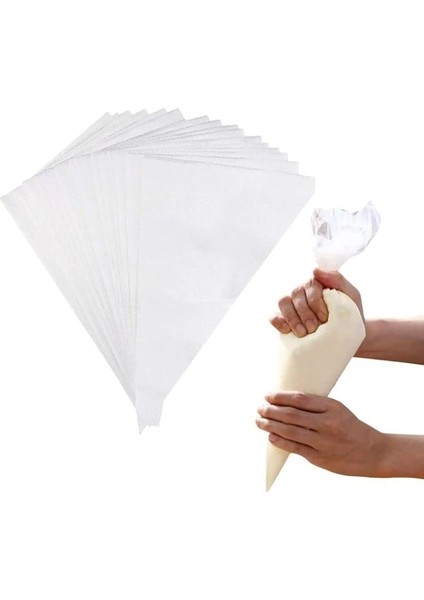 50 Adet Tek Kullanımlık Krema Sıkma Torbası - Profesyonel Pasta ve Tatlı Süsleme Için Dayanıklı Glazür Torbaları