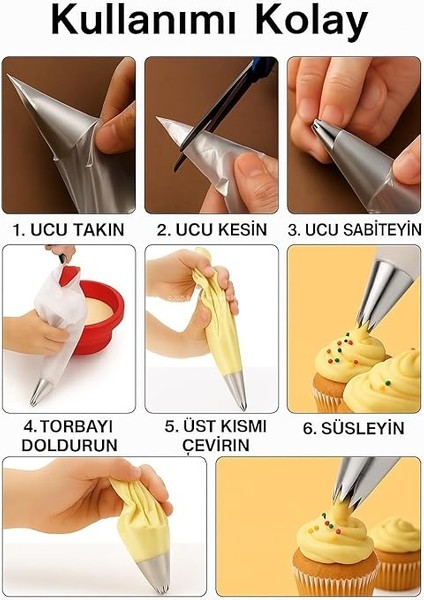 50 Adet Tek Kullanımlık Krema Sıkma Torbası - Profesyonel Pasta ve Tatlı Süsleme Için Dayanıklı Glazür Torbaları fiyatları