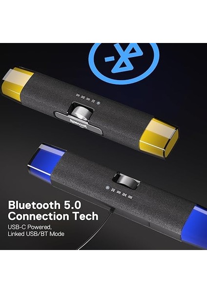 GS512 Kablosuz Rgb Masaüstü Hoparlör, 2.0 Pc Bilgisayar Stereo Ses Çubuğu, Bt 5.0/usb Modu, Maks. 6 W x 2 Zengin Ses, Rgb Arka Plan Aydınlatması indirimleri