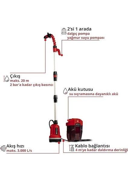Akülü Dalgıç Pompa - Temiz Su Ge-Pp 18 Rb Li-Solo Power X-Change (18 V, Maks. 2 Bar Basınç, Maks. 3000 L/h) - 4170429 modelleri