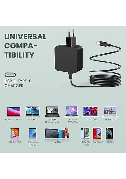 Usb-C Adaptör Şarj Cihazı Dell Xps 12 9250 Xps 13 9350 9360 9365 9370 9380 Latitude 7275 7370 5175 5285 5290 7390 Chromebook 3500 3400 3100 3300 5400 5500 7200 LA45NM150 LA45NM121 fiyatları