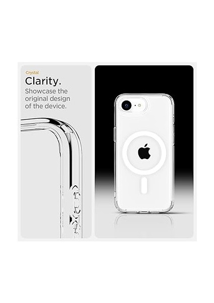 iPhone 16E ile Uyumlu Ince Magsafe Kılıf Ultra Hybrid Sararma Karşıtı Duraclear Hava Kanalı Teknolojisi Askeri Sınıf Koruma Magfit Clear White Şeffaf Kapak - ACS09139 modelleri