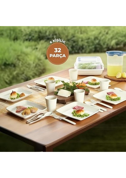 Piknik Seti, 6 Kişilik Piknik Seti, Taşımalı Çanta Piknik Seti, 32 Parça Piknik Seti, Pasta Börek Taşıma Kabı, Kamp Seti, Piknik Yemek Takımı (Pembe) fırsatları