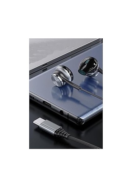 Yüksek Baslı Type-C Kablolu Kulaklık 1.2m (Mikrofonlu) indirimleri