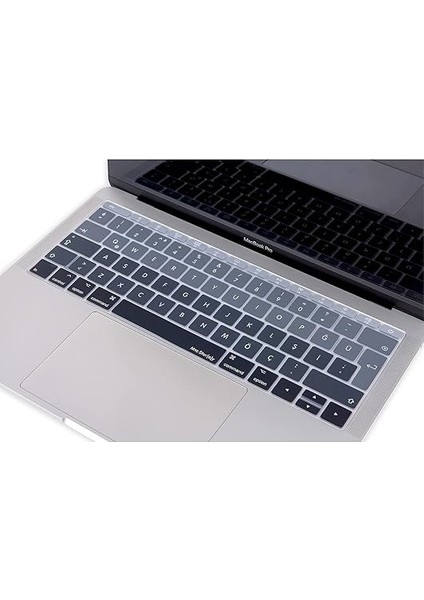 MacBook Klavye Koruyucu Türkçe Q Baskılı Uk-Ters L- Enter Tipi Pro 13INÇ A1708, MacBook A1534 12INÇ Uyumlu, Ultra Ince Hafif Yıkanabilir Klavye Filmi Siyah Gri modelleri