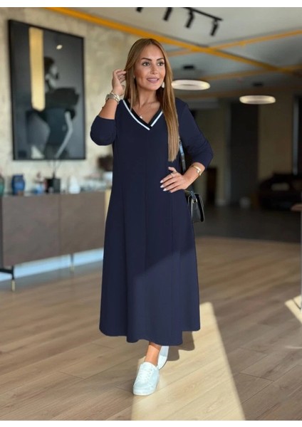 Kadın Uzun Kollu V Yakalı Midi Modal Elbise fiyatları