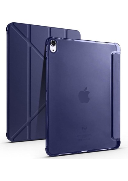 Ipad (10,nesil) 10.9" 2022 ile Uyumlu Katlanır Kalemlikli Standlı Uyku Modlu Akıllı Kılıf, Lacivert