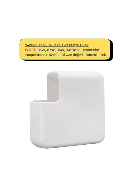 MacBook Pro Şarj Adaptör Kılıfı Silikon 96W Usb-C A2141, 87W Usb-C A1707 A1990, 85W Magsafe 2 A1398 ve 85W Magsafe 1 A1286 A1297 Uyumlu Ince Esnek Hafif Koruma Beyaz fiyatları