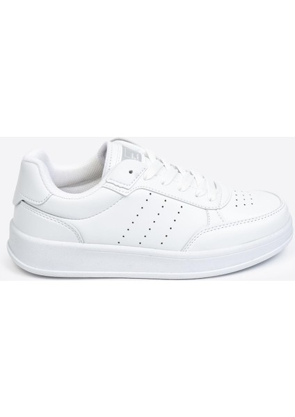 1011 Beyaz Cilt Kaymaz Taban Günlük Spor Ayakkabı