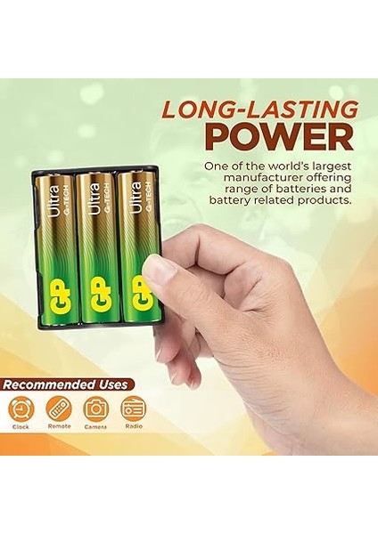 Batteries GP24AU Ultra Alkalin LR03/E92/AAA Ince Kalem Pil, 1.5 Volt, 40'lı Paket, Bakır/siyah/beyaz fırsatları