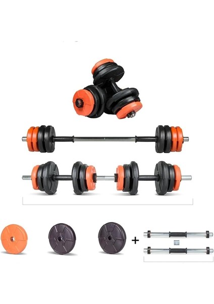 Spor 38 kg Multifonksiyonel Dambıl Seti Turuncu Siyah