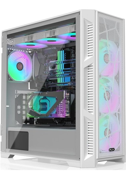 Ponos Ultra Beyaz Ms4 E-Atx Orta Kule Pc Kasası, Açılan Temperli Cam Yan Panel, Ön Kurulum 4 Argb Fan, Mesh Ön Panel, Beyaz (0R20B00228)