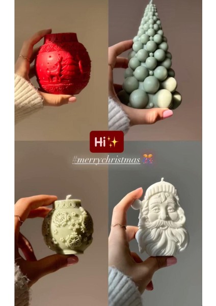 Candle Yeniyıl Buyuk Coin+Noeil Baba +Küçük Coin +Top Ağaç Toplam 4 Parça