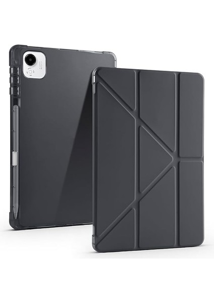 Honor Pad X9A ile Uyumlu Kılıf Tri Folding Silikon Kalem Bölmeli Katlanabilir Standlı Pu Deri Yumuşak Kapak, Tablet Kılıfı [akıllı Kapak, Uyku Modlu] - Siyah