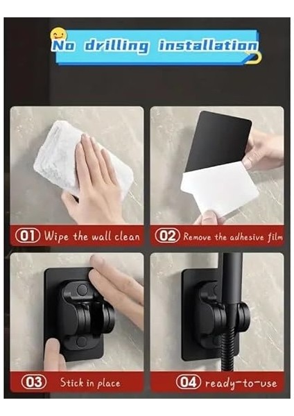 Yapışkanlı Duş Başlığı Askısı Tutucu Mafsal (Siyah) modelleri