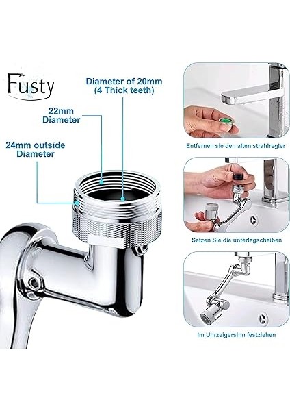 Xlotus L 1080 Derece Hareketli Oynar Musluk Başlığı Krom - Tüm Banyo ve Mutfak Bataryaları ile Uyumlu indirimleri