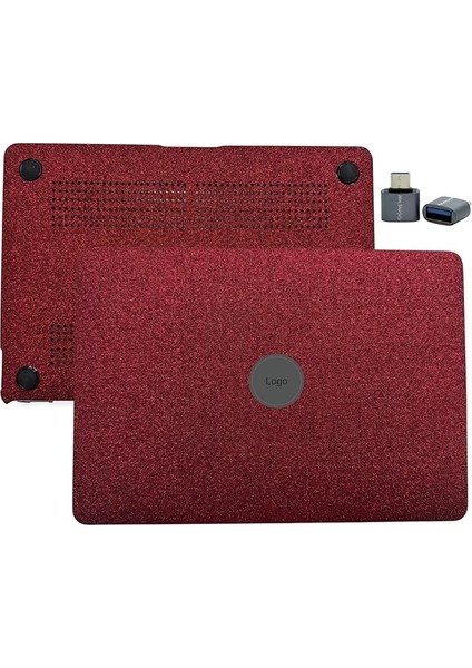 MacBook Pro 13 Inç Kılıf Simli Taşlı Sert Kapak M1 M2 A2338 A2251 A2289 A1708 A1706 A1989 A2159 ile Uyumlu Darbe Çizilme Koruyucu Mat Parlak Bordo