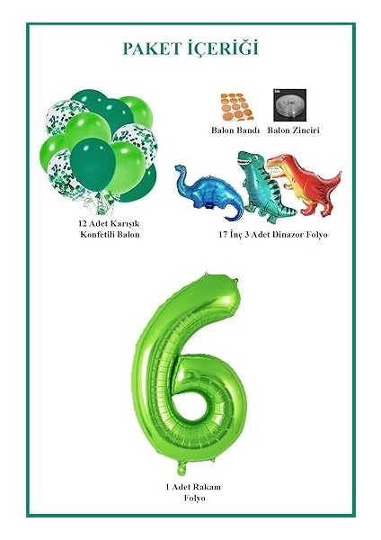 Gitti Dinazor Set; Rakam Folyo, 3 Adet Mini Dinazor ve 10 Lu Balon (6) fiyatları